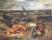 Still Life with a Lobster and Trophies of Hunting and Fishing (mk05), Eugene Delacroix